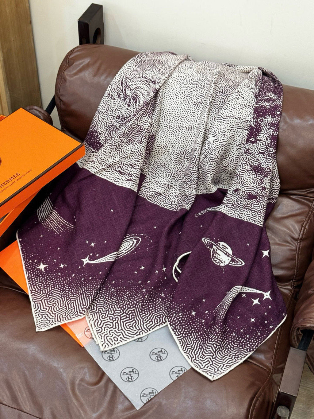 HERMES HERMES 25S SCARF 140 IN SILK CASERE 987419