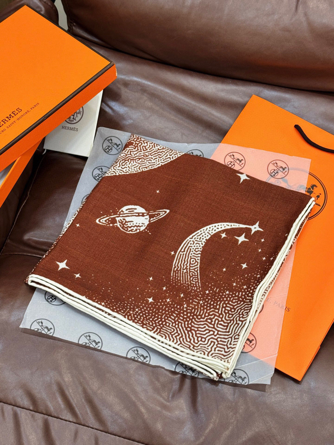 HERMES HERMES 25S SCARF 140 IN SILK CASERE 987420