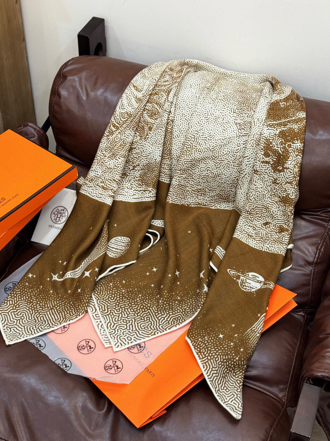 HERMES HERMES 25S SCARF 140 IN SILK CASERE 987421