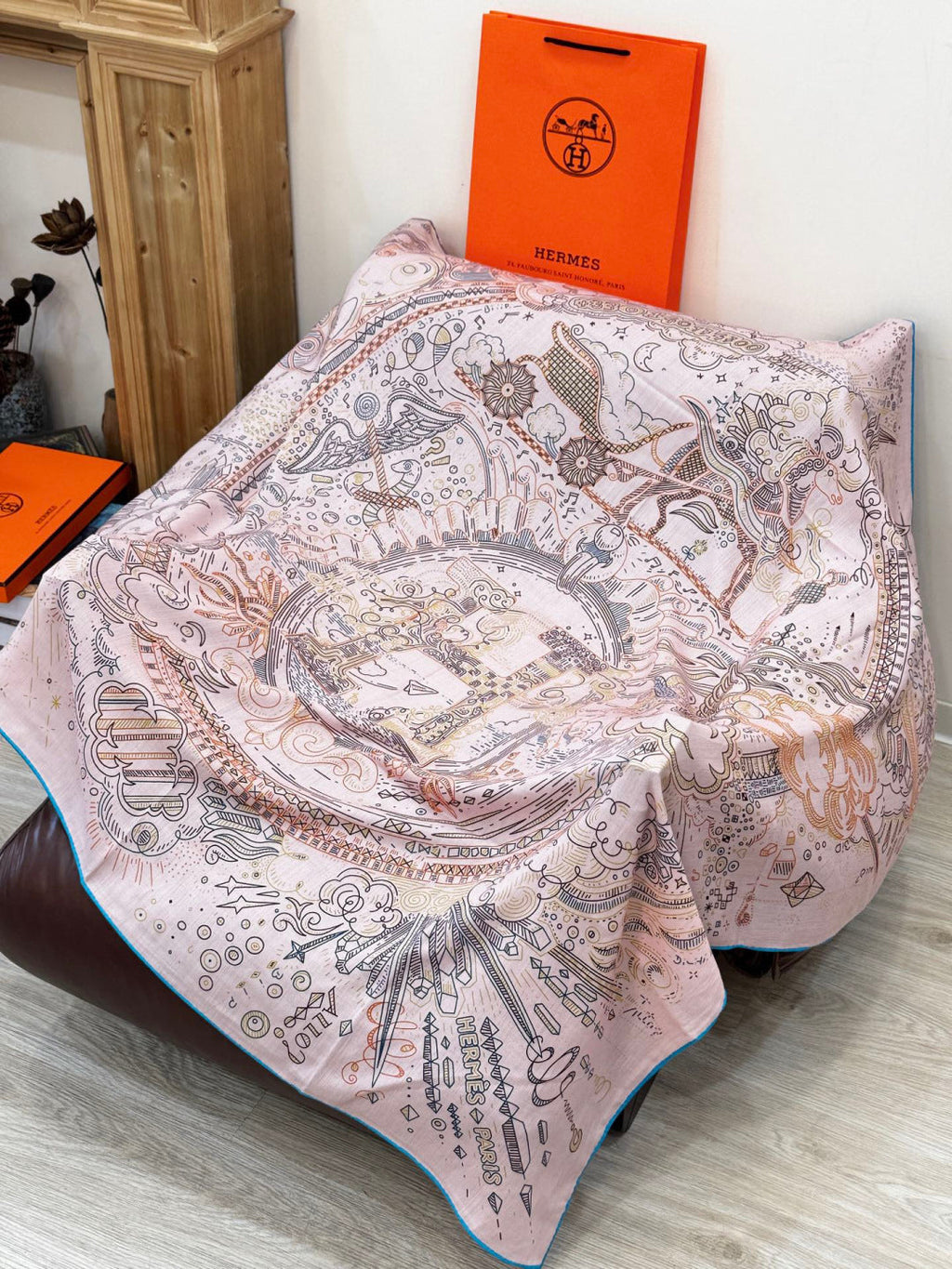HERMES HERMES 25S SCARF 135 IN SILK CASERE 987501
