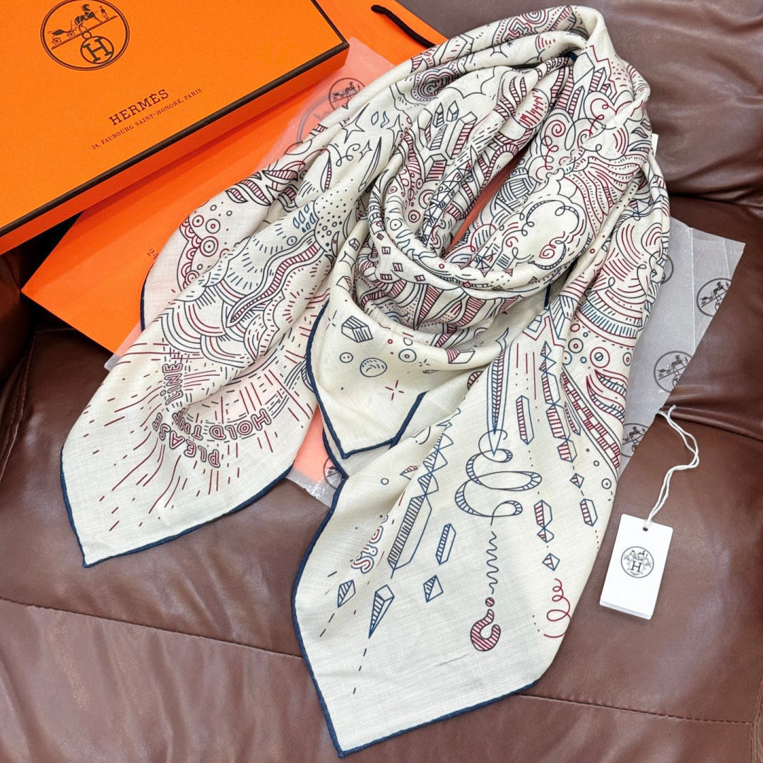 HERMES HERMES 25S SCARF 135 IN SILK CASERE 987502