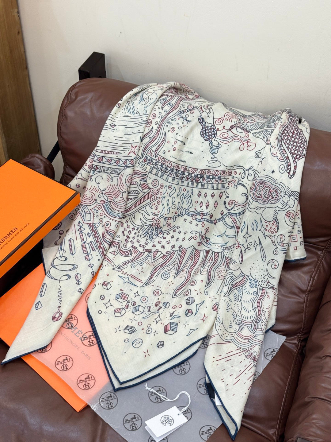 HERMES HERMES 25S SCARF 135 IN SILK CASERE 987502
