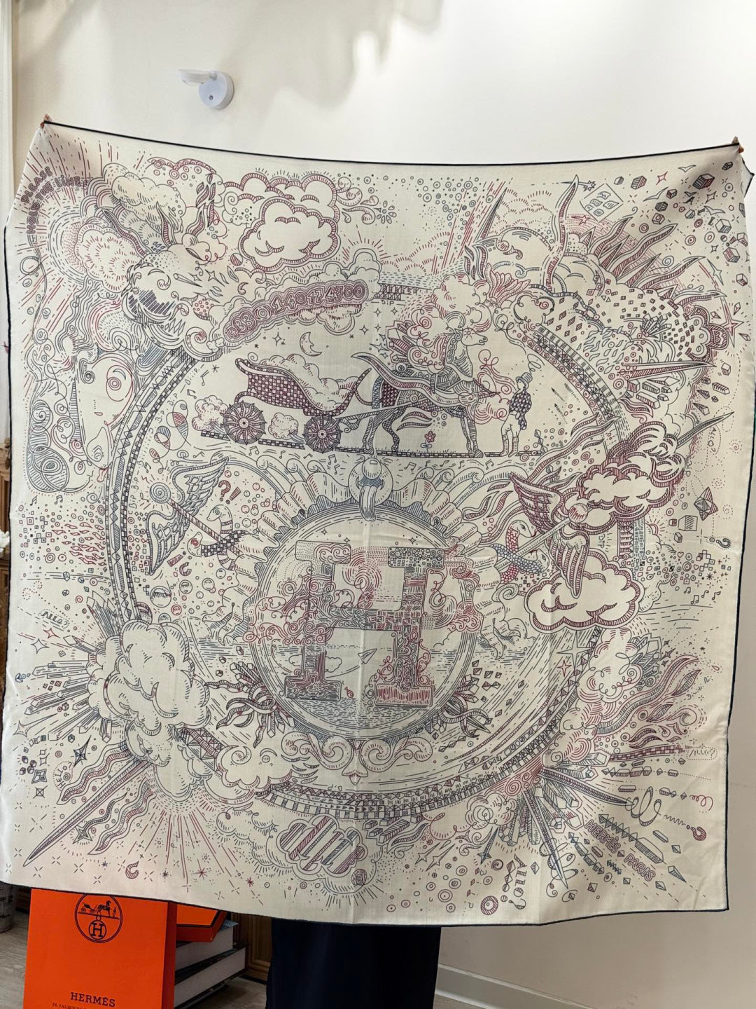HERMES HERMES 25S SCARF 135 IN SILK CASERE 987502