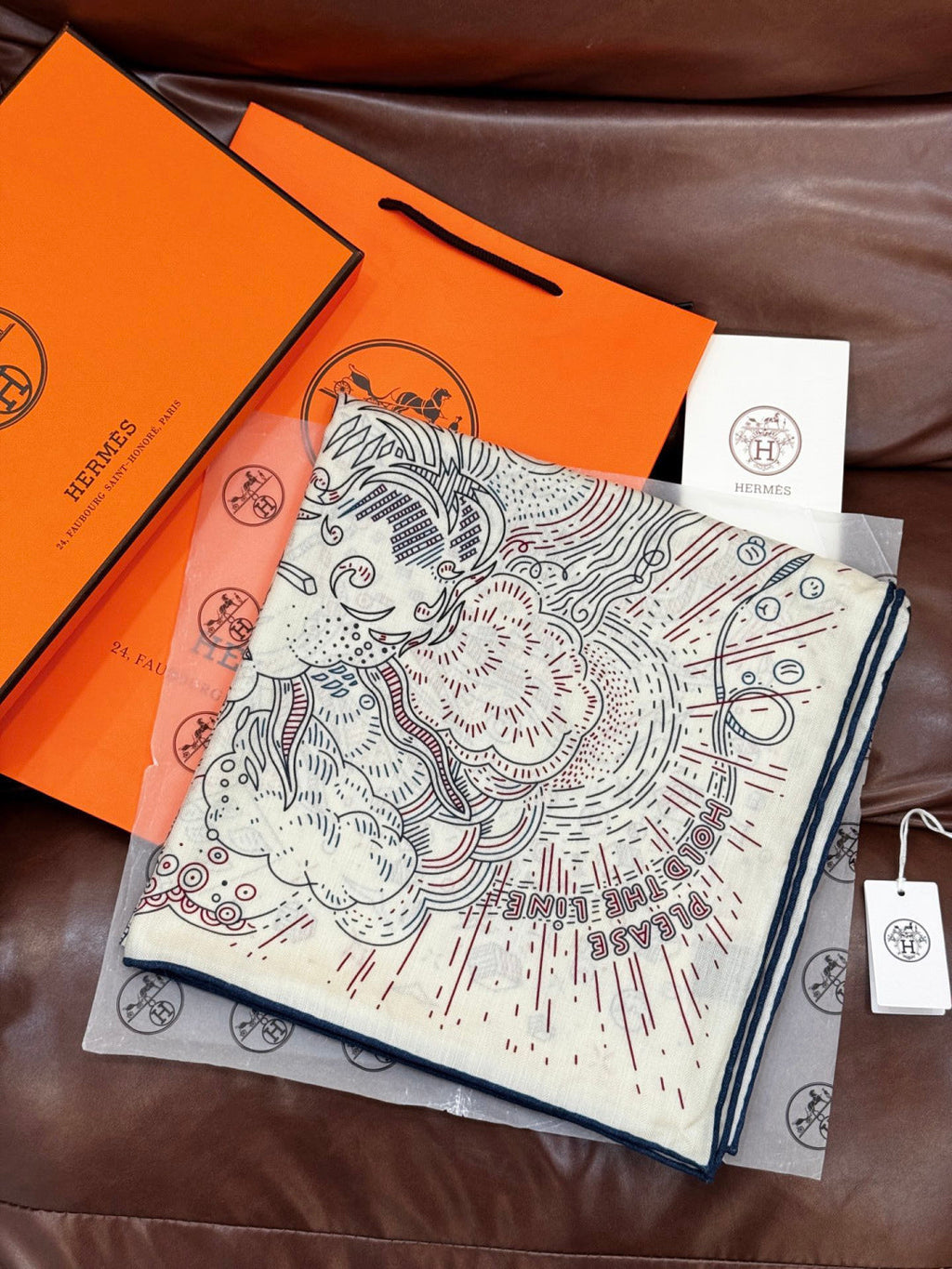 HERMES HERMES 25S SCARF 135 IN SILK CASERE 987502