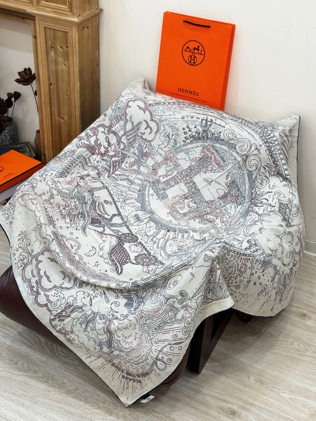 HERMES HERMES 25S SCARF 135 IN SILK CASERE 987502