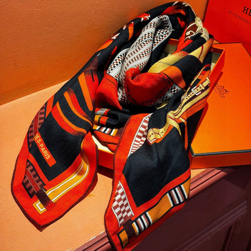HERMES HERMES 25S SCARF 140 IN SILK CASERE 989480