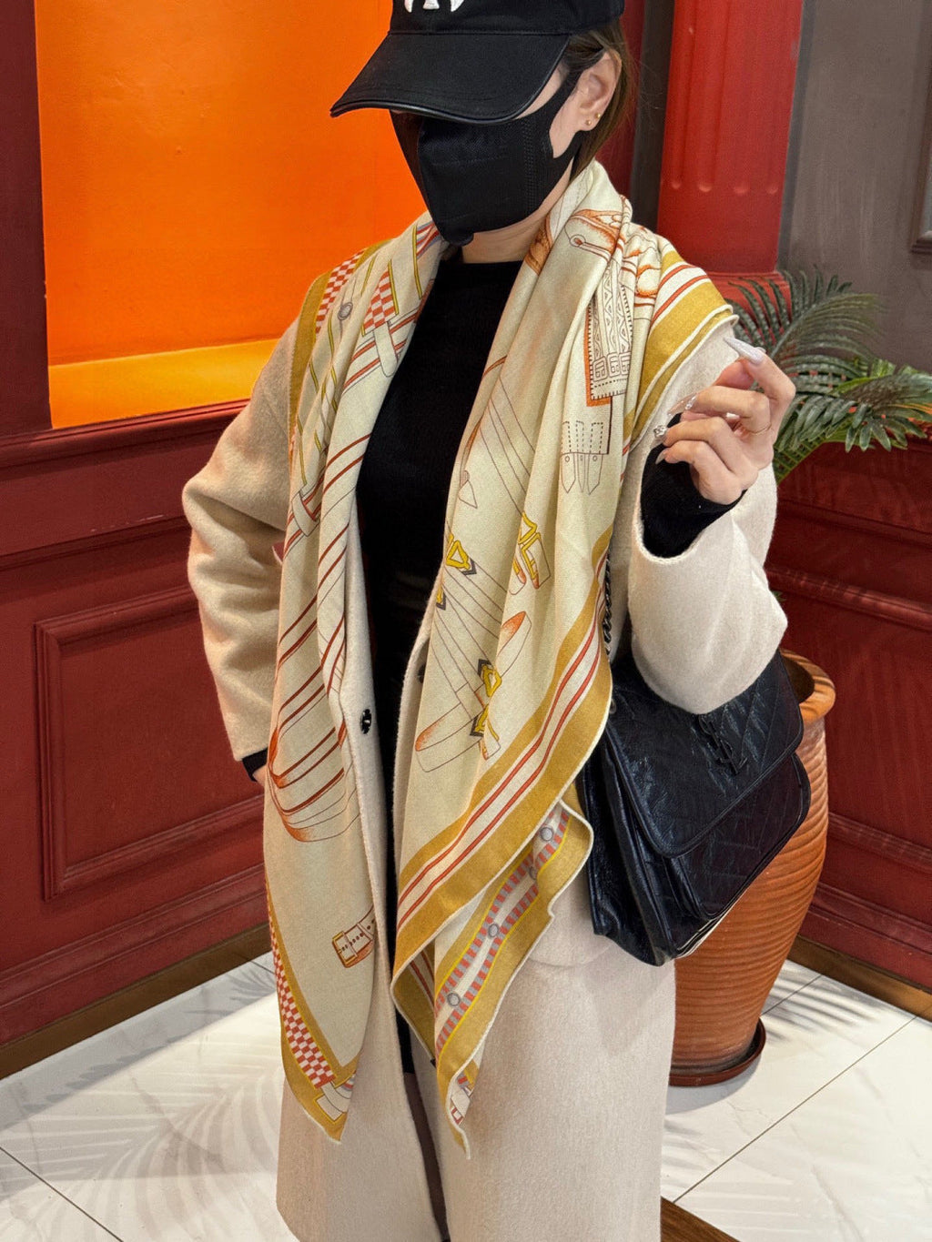 HERMES HERMES 25S SCARF 140 IN SILK CASERE 989481