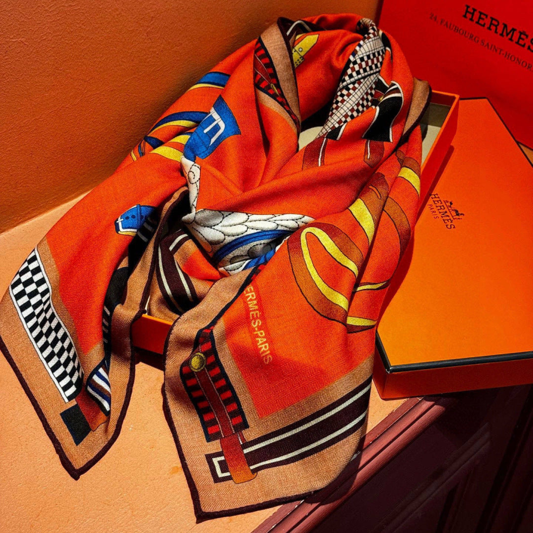 HERMES HERMES 25S SCARF 140 IN SILK CASERE 989482