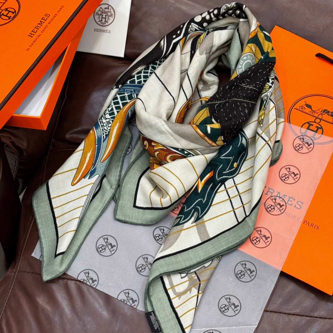 HERMES HERMES 25S SCARF 140 IN SILK CASERE 989484
