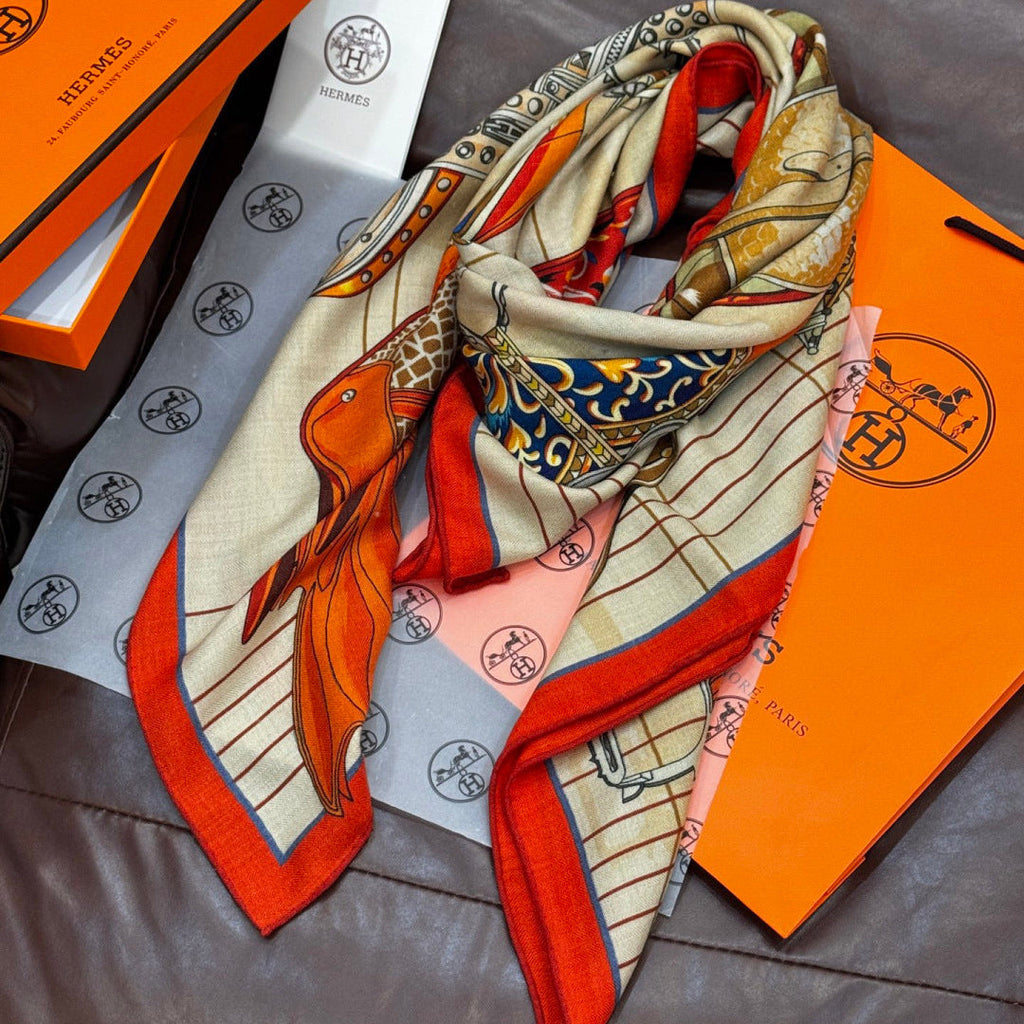 HERMES HERMES 25S SCARF 140 IN SILK CASERE 989485