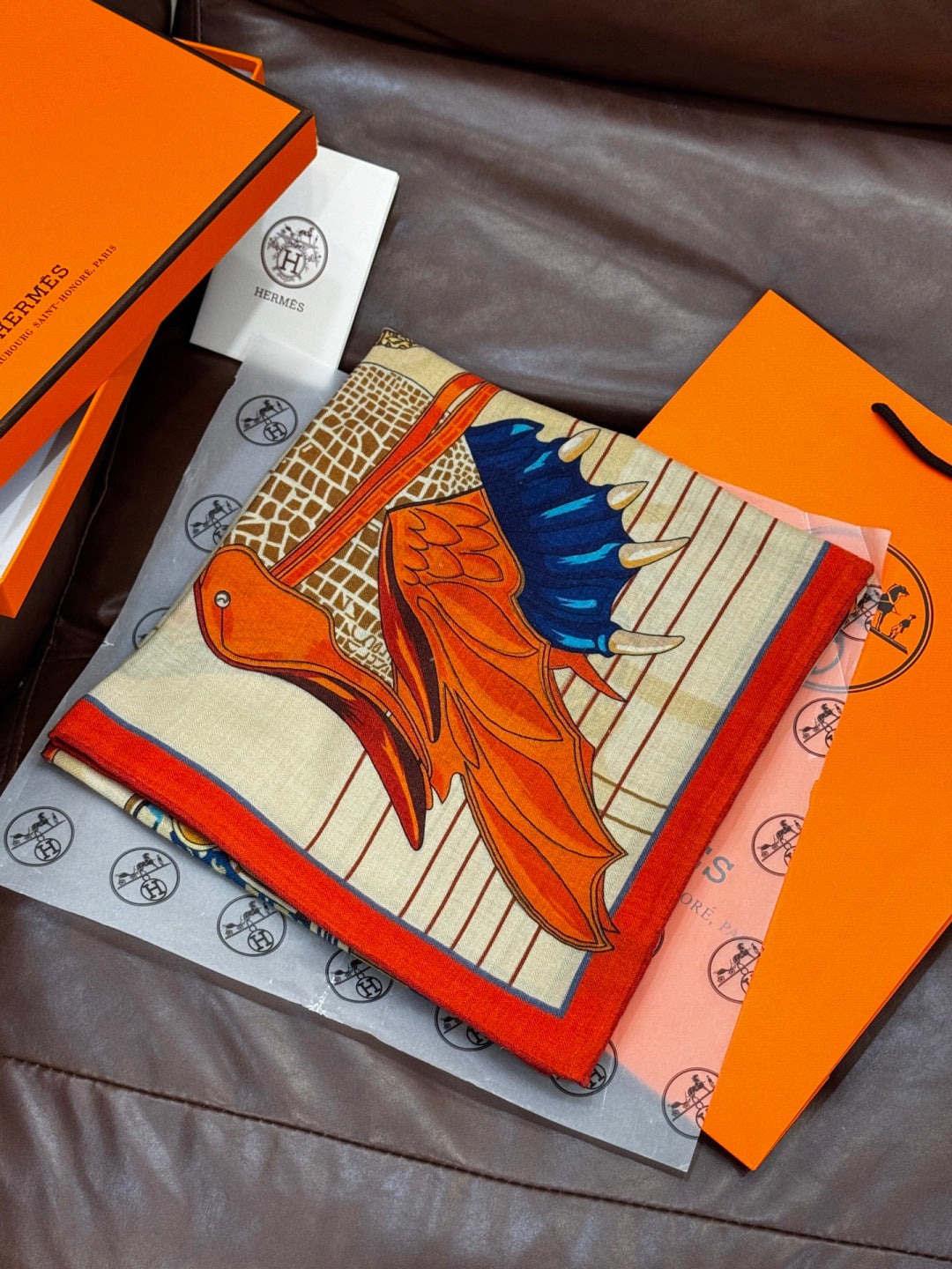 HERMES HERMES 25S SCARF 140 IN SILK CASERE 989485