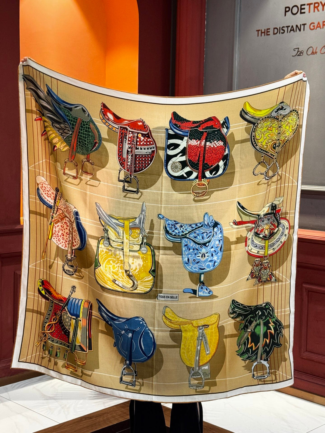 HERMES HERMES 25S SCARF 140 IN SILK CASERE 989487