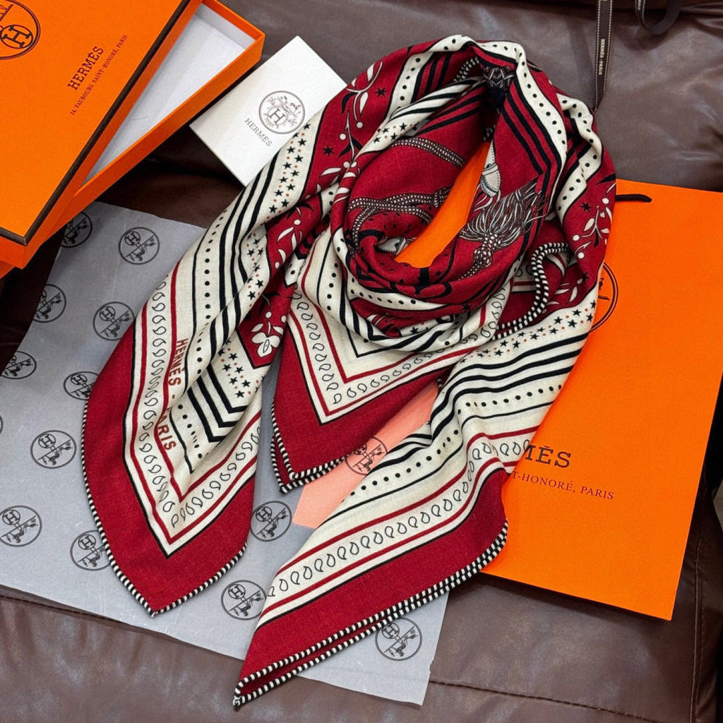 HERMES HERMES 25S SCARF 140 IN SILK CASERE 991679