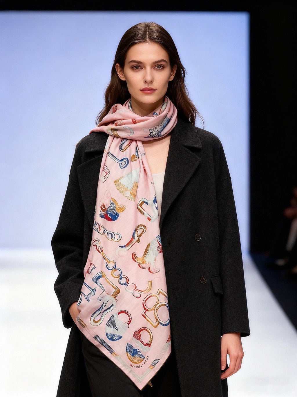 HERMES HERMES 25S SCARF 137 IN SILK CASERE 991691