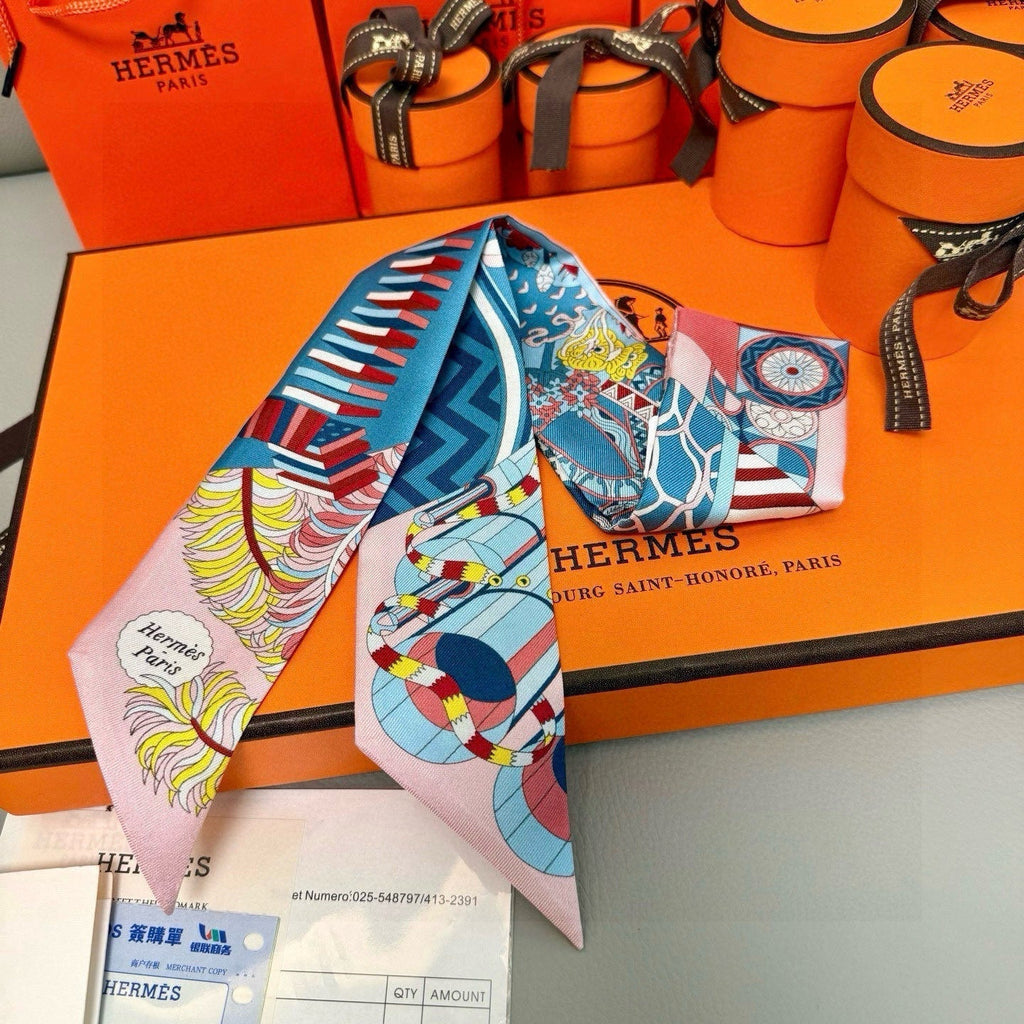 HERMES HERMES 25S SILK NECKERCHIEF 86 IN SILK 714346