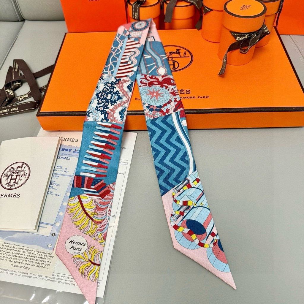 HERMES HERMES 25S SILK NECKERCHIEF 86 IN SILK 714346