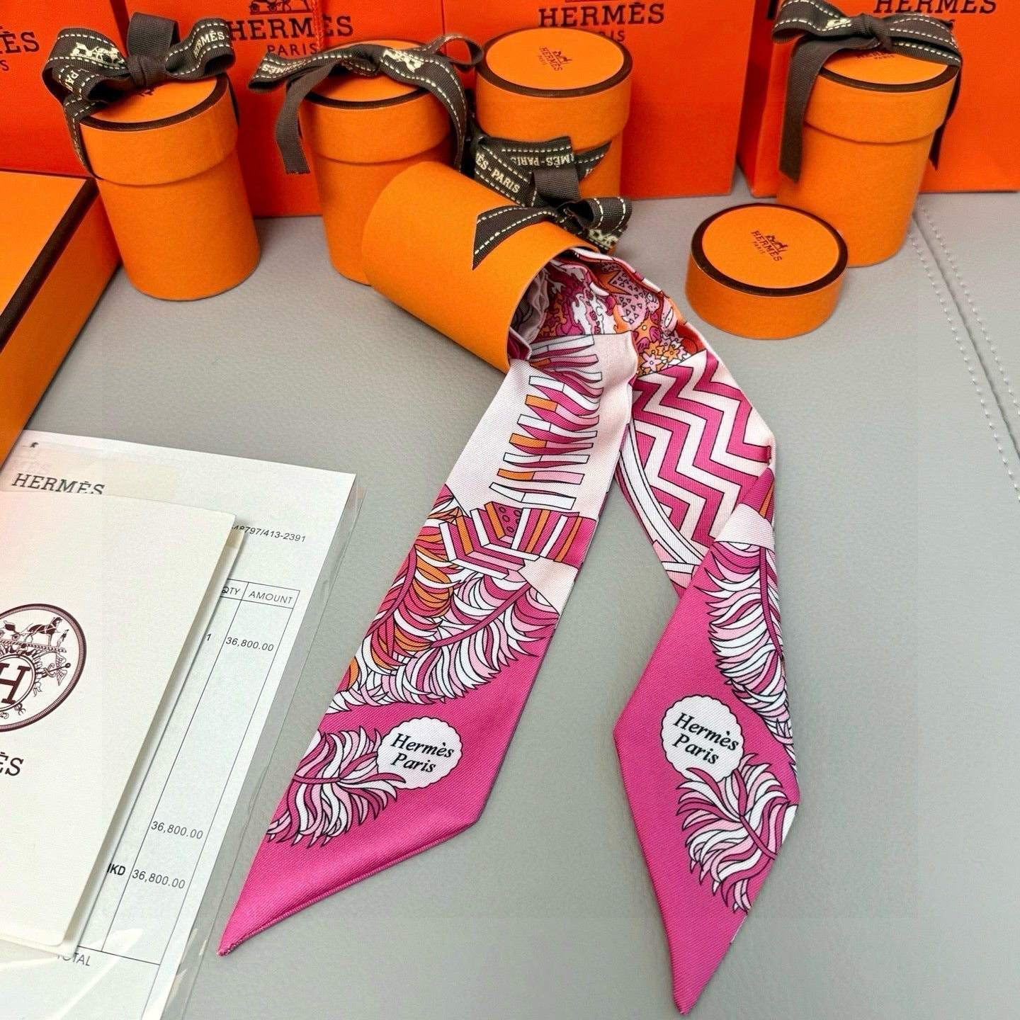 HERMES HERMES 25S SILK NECKERCHIEF 86 IN SILK 714347