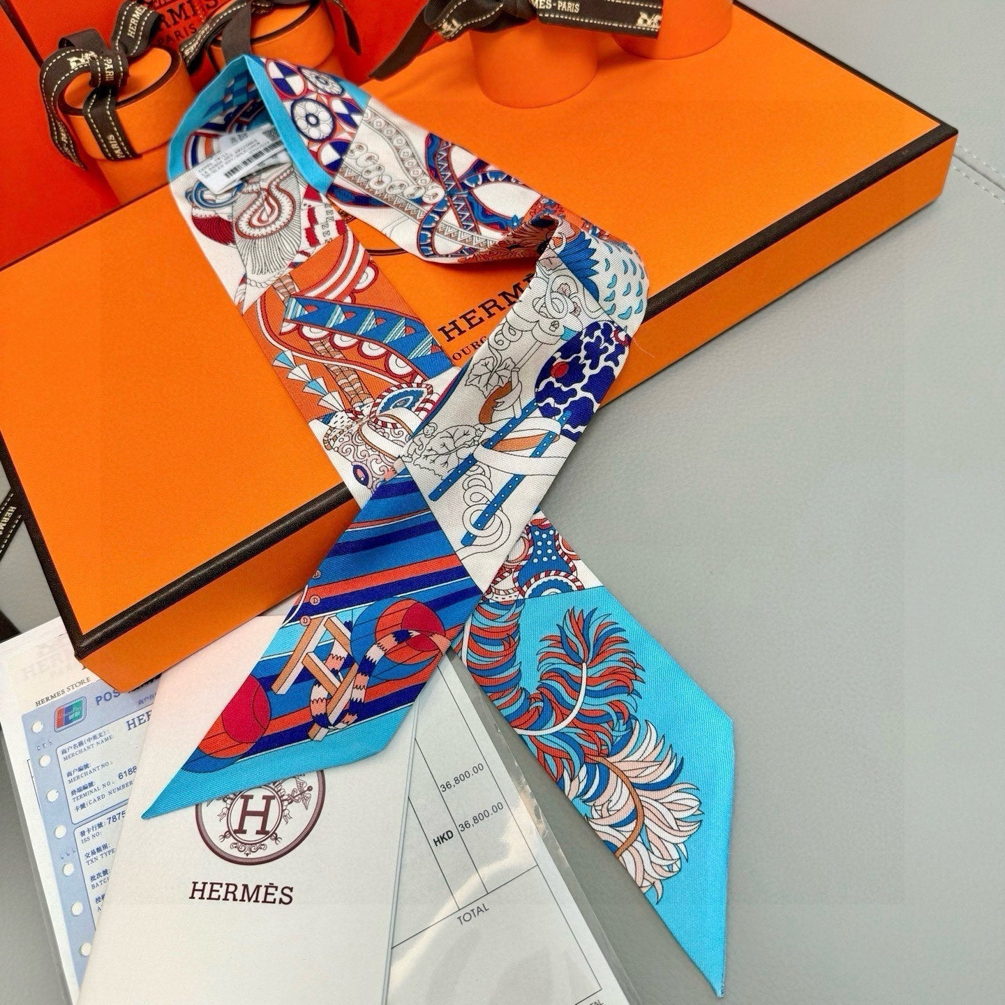 HERMES HERMES 25S SILK NECKERCHIEF 86 IN SILK 714348