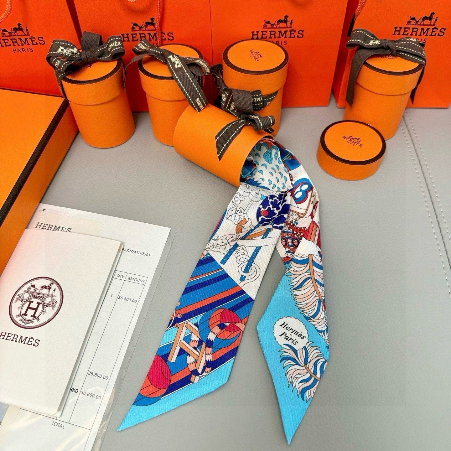 HERMES HERMES 25S SILK NECKERCHIEF 86 IN SILK 714348