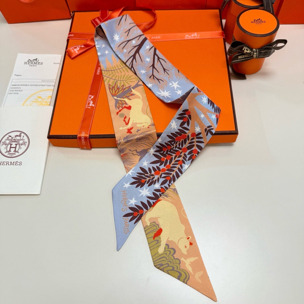 HERMES HERMES 25S SILK NECKERCHIEF 86 IN SILK 714350