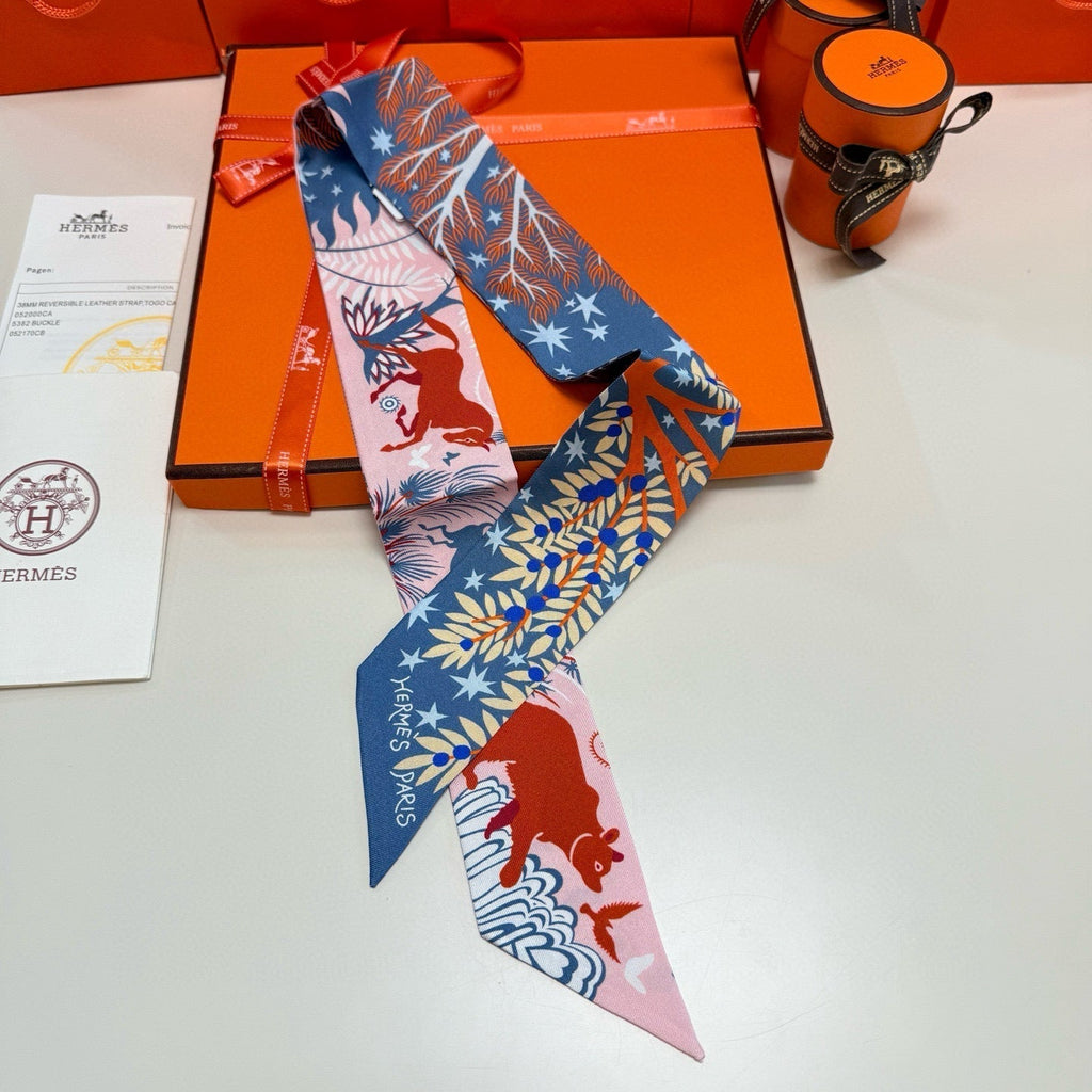 HERMES HERMES 25S SILK NECKERCHIEF 86 IN SILK 714351