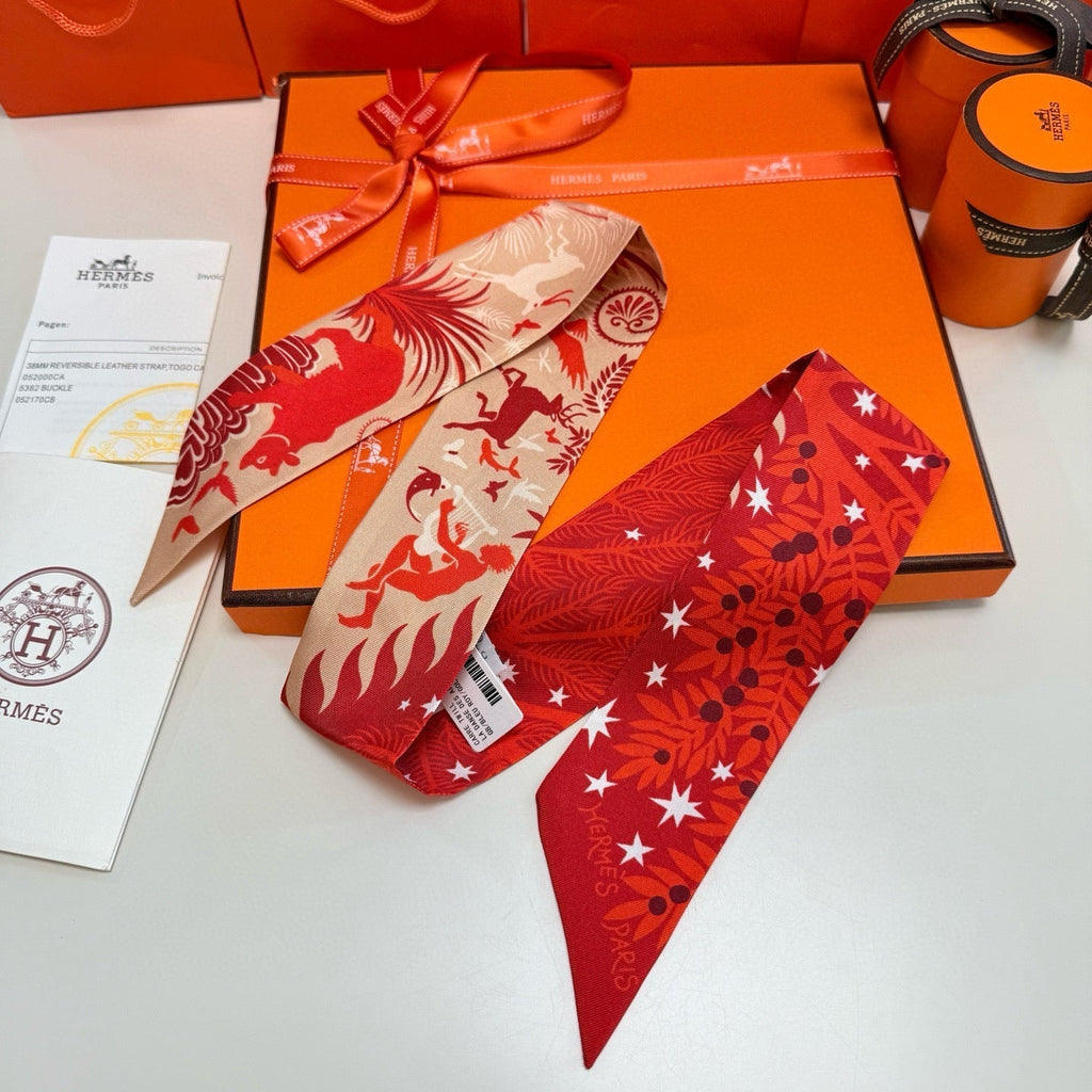 HERMES HERMES 25S SILK NECKERCHIEF 86 IN SILK 714352