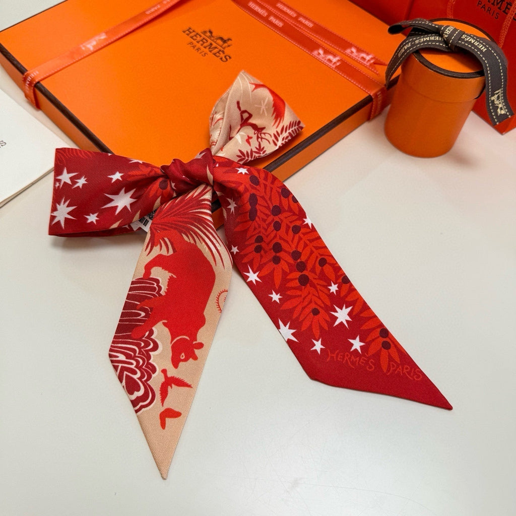 HERMES HERMES 25S SILK NECKERCHIEF 86 IN SILK 714352