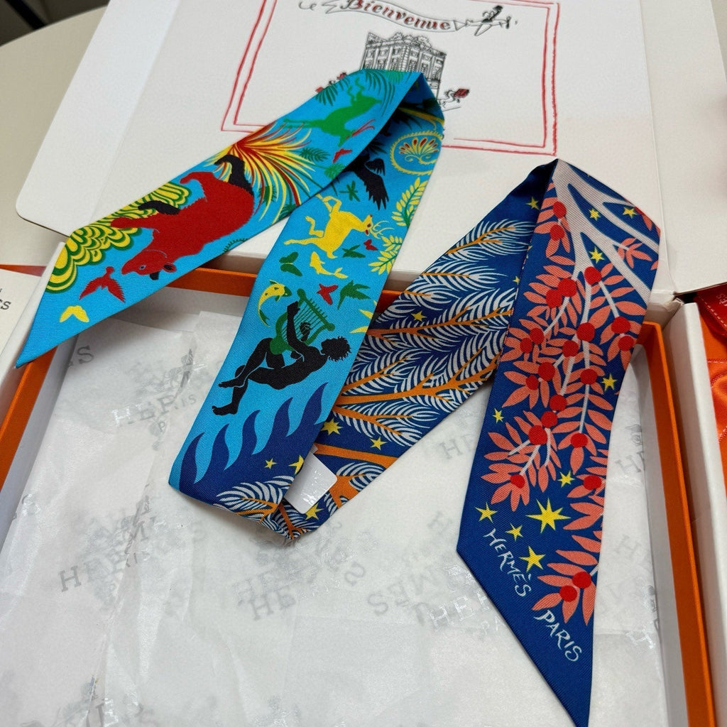HERMES HERMES 25S SILK NECKERCHIEF 86 IN SILK 714353