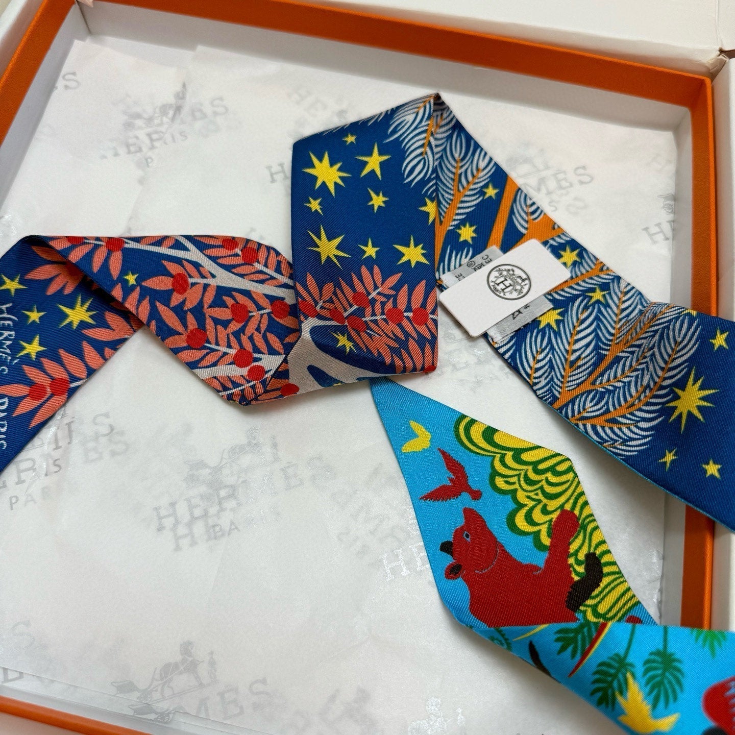 HERMES HERMES 25S SILK NECKERCHIEF 86 IN SILK 714353