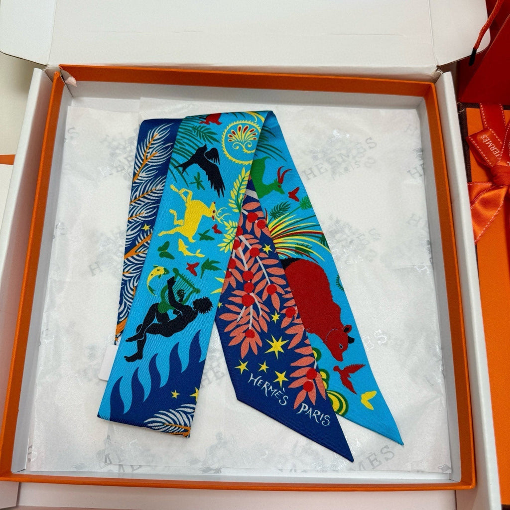 HERMES HERMES 25S SILK NECKERCHIEF 86 IN SILK 714353