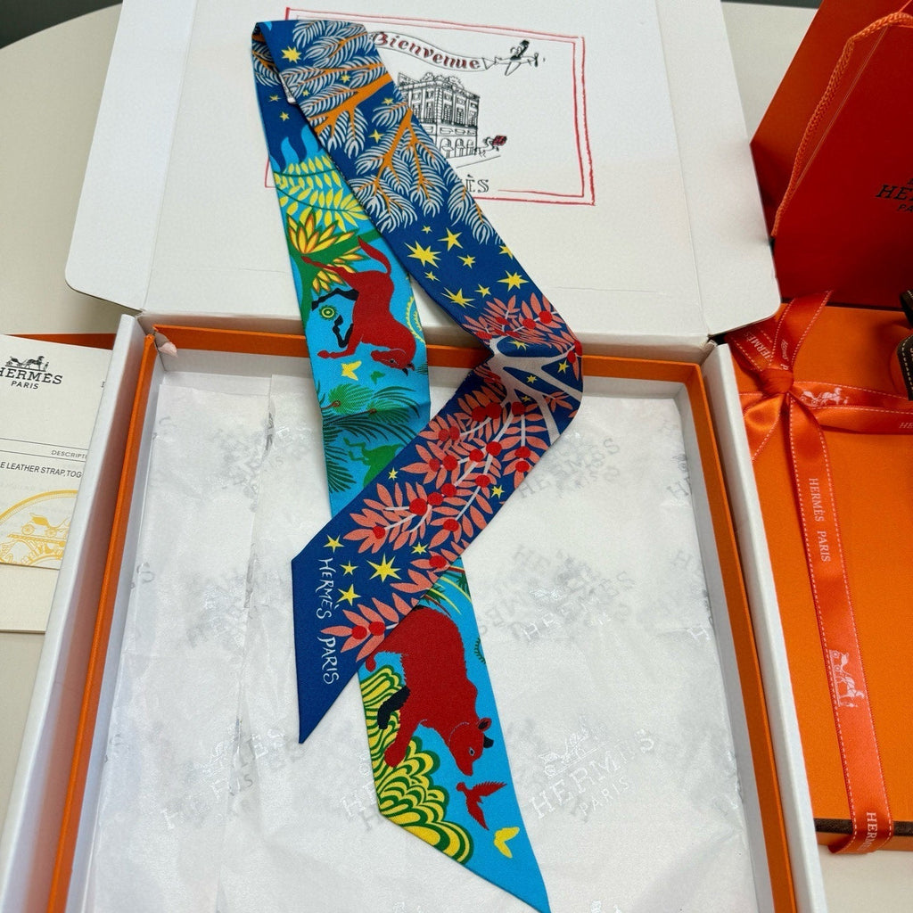 HERMES HERMES 25S SILK NECKERCHIEF 86 IN SILK 714353