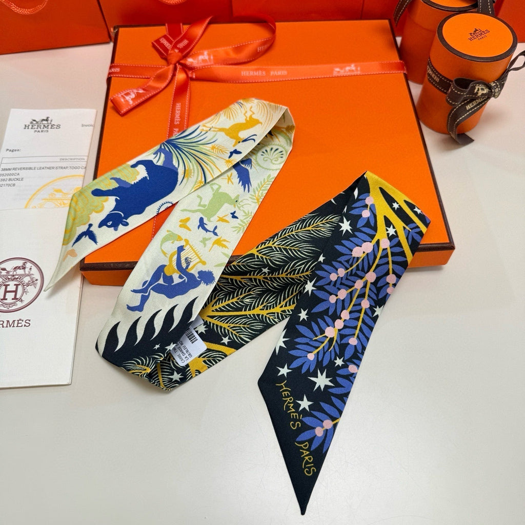 HERMES HERMES 25S SILK NECKERCHIEF 86 IN SILK 714354