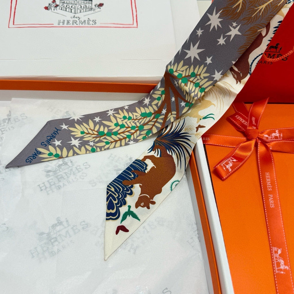 HERMES HERMES 25S SILK NECKERCHIEF 86 IN SILK 714356
