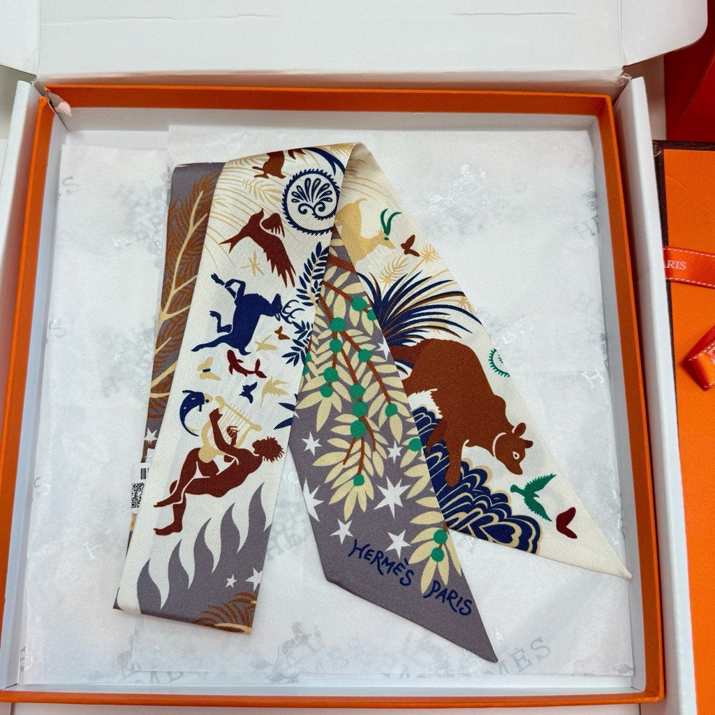 HERMES HERMES 25S SILK NECKERCHIEF 86 IN SILK 714356