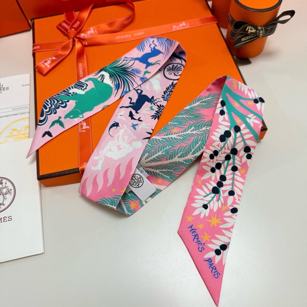 HERMES HERMES 25S SILK NECKERCHIEF 86 IN SILK 714357
