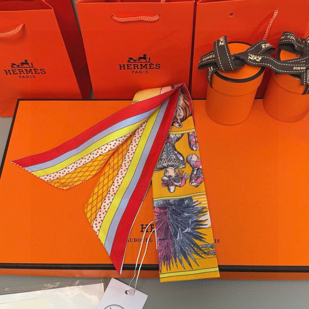 HERMES HERMES 25S SILK NECKERCHIEF 86 IN SILK 714360