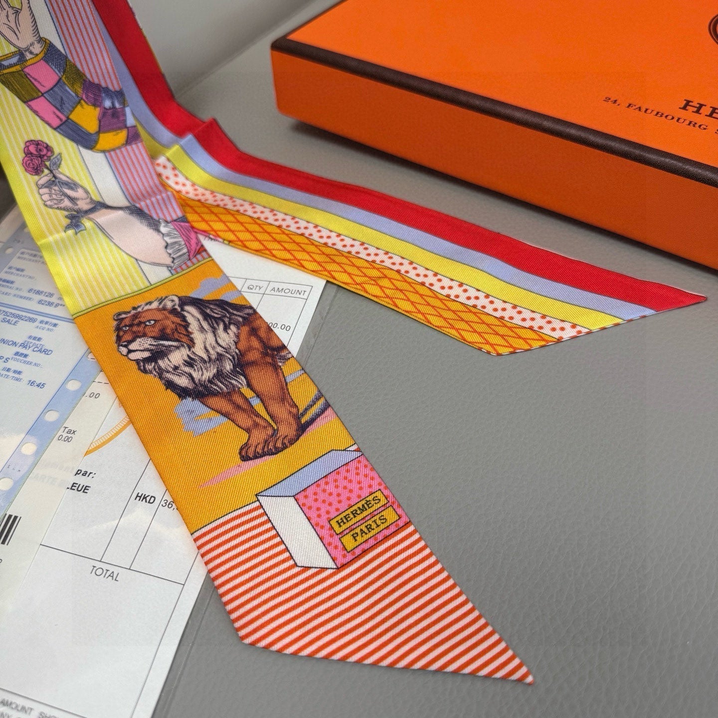 HERMES HERMES 25S SILK NECKERCHIEF 86 IN SILK 714360