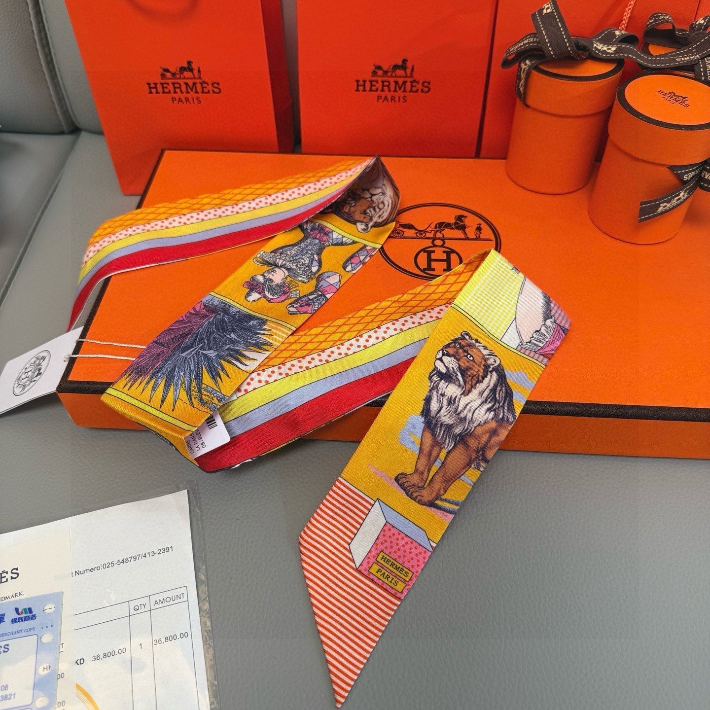 HERMES HERMES 25S SILK NECKERCHIEF 86 IN SILK 714360