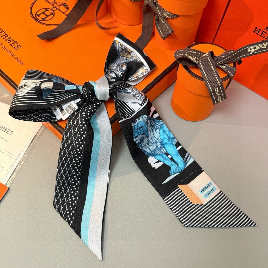 HERMES HERMES 25S SILK NECKERCHIEF 86 IN SILK 714361