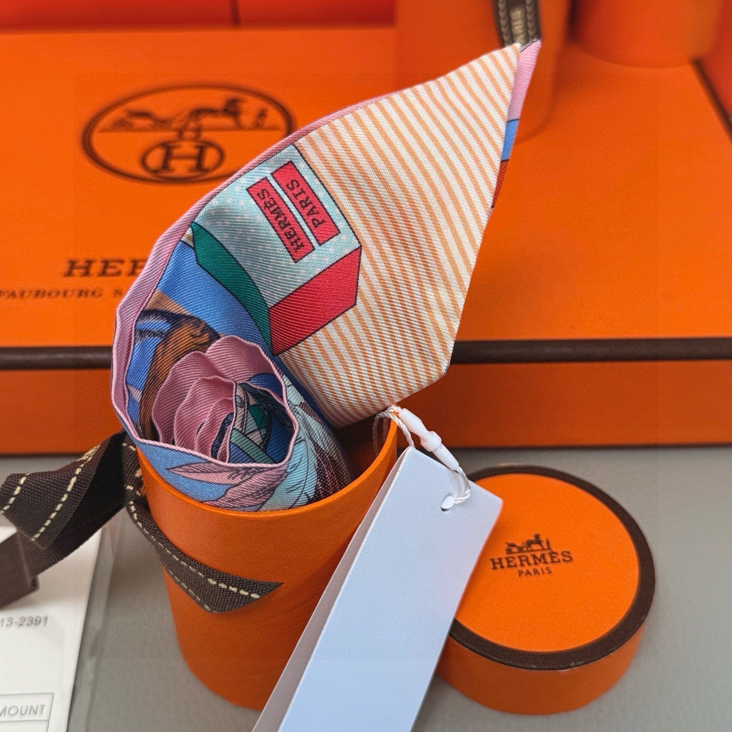 HERMES HERMES 25S SILK NECKERCHIEF 86 IN SILK 714362