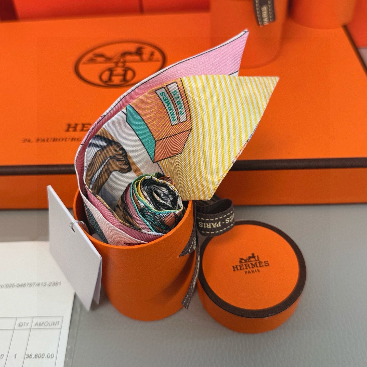 HERMES HERMES 25S SILK NECKERCHIEF 86 IN SILK 714363