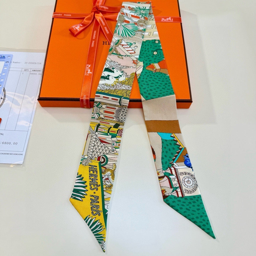 HERMES HERMES 25S NECKERCHIEF 86 IN SILK 989358