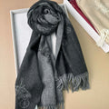 COACH HORSE & CARRIAGE PRINT SCARF 195 CM IN BLACK WOOL 375242