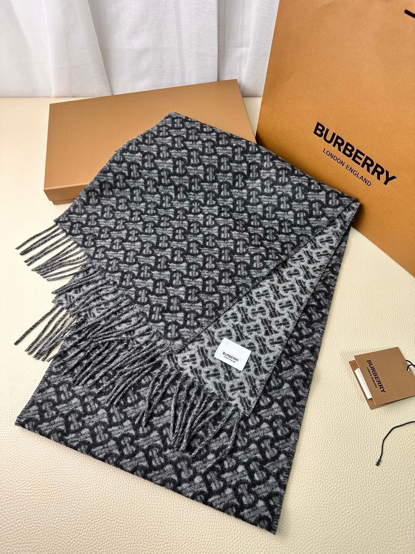 BURBERRY SCARF 168 CM IN DARK GRAY CASHMERE 394721