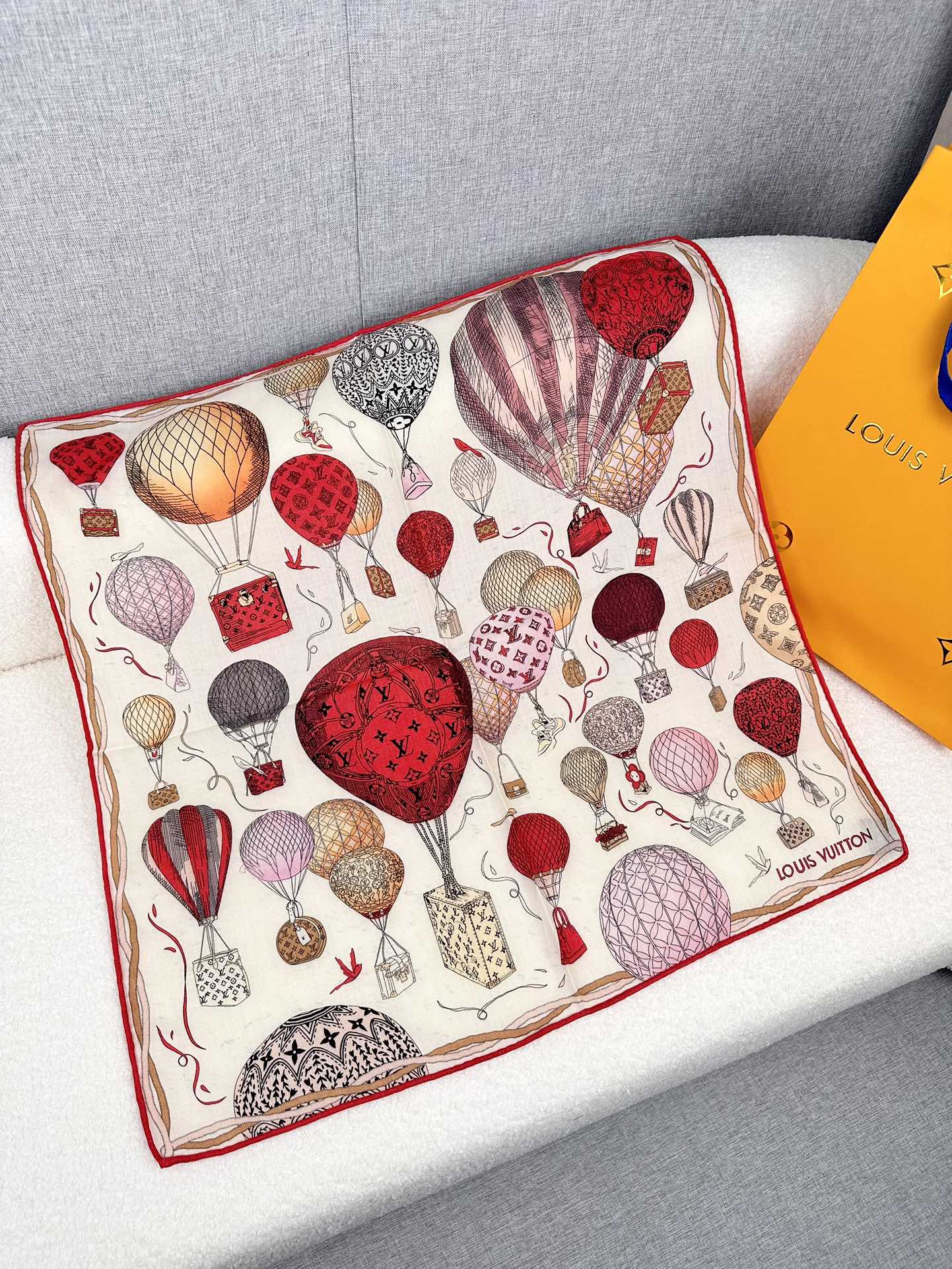 LOUIS VUITTON UP AND AWAY 70 CM SQUARE SILK SCARF COLORFUL 399801
