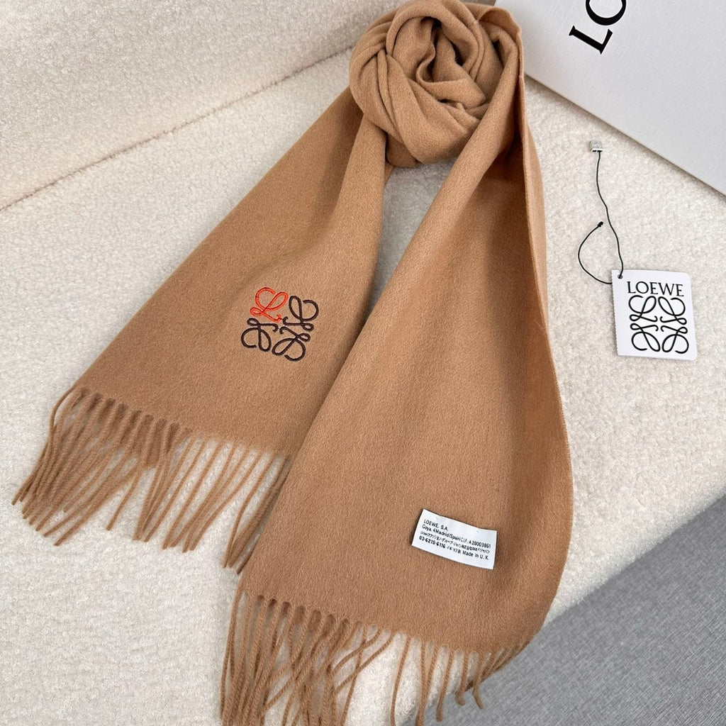 LOEWE SCARF 180 CM IN CAMEL BEIGE CASHMERE 353156