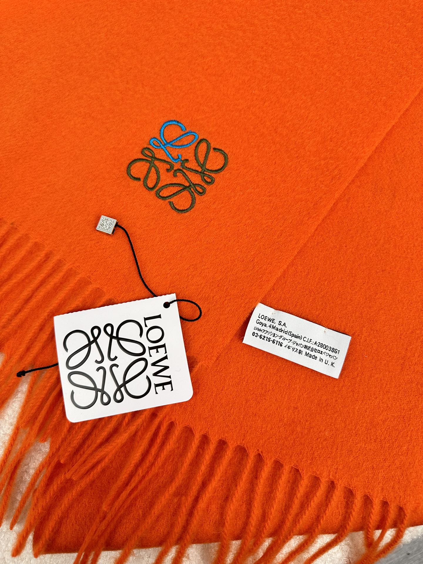 LOEWE SCARF 180 CM IN FIRE ORANGE CASHMERE 353154