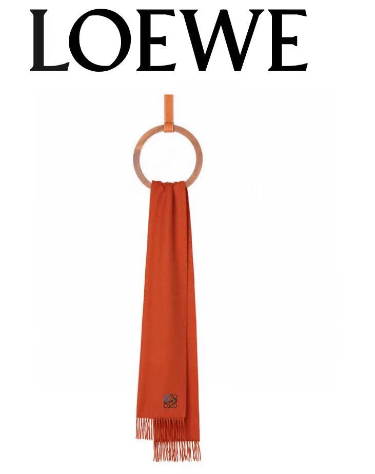 LOEWE SCARF 180 CM IN FIRE ORANGE CASHMERE 353154