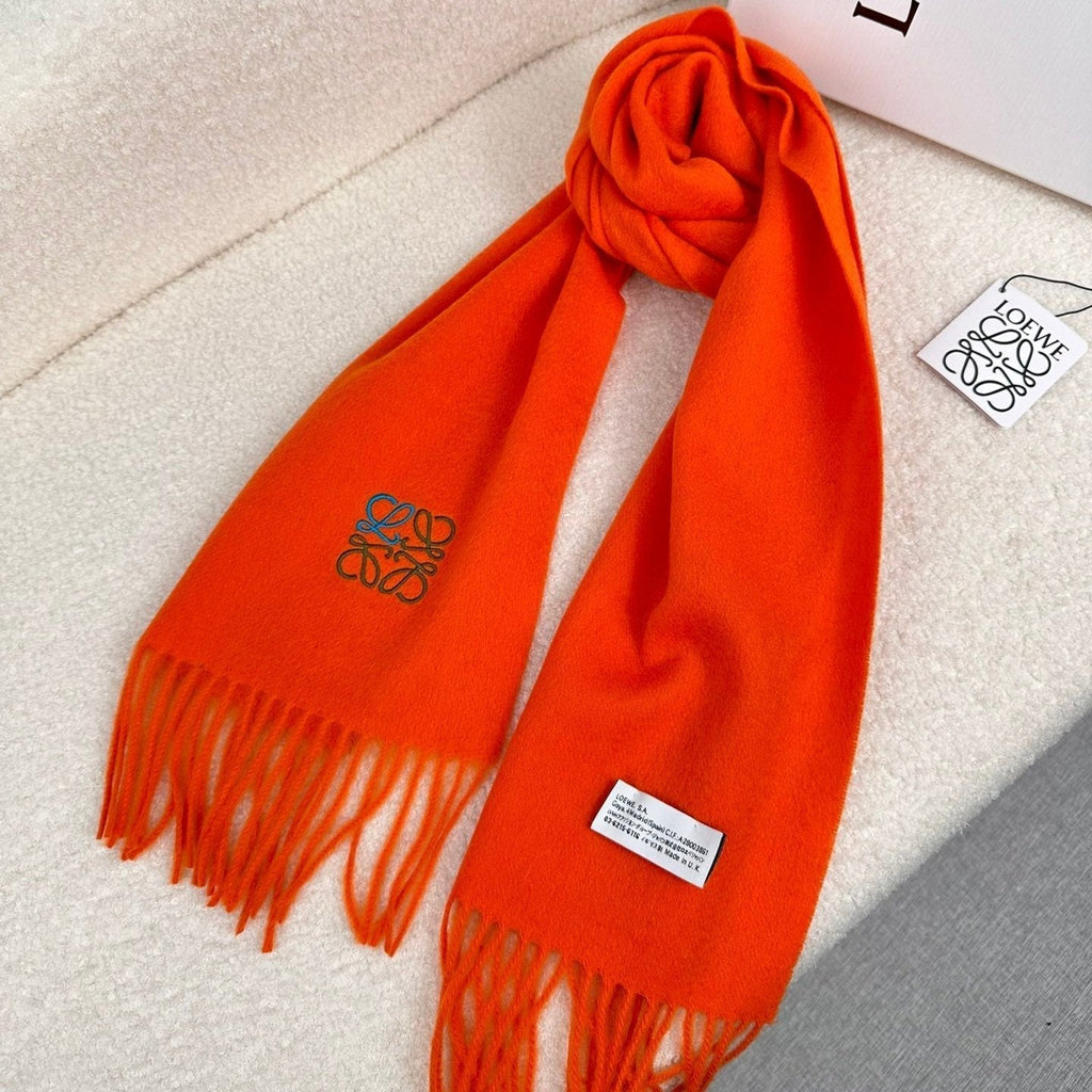 LOEWE SCARF 180 CM IN FIRE ORANGE CASHMERE 353154