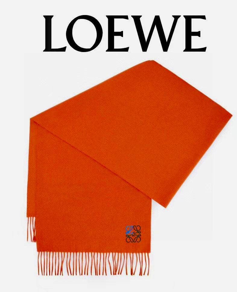 LOEWE SCARF 180 CM IN FIRE ORANGE CASHMERE 353154